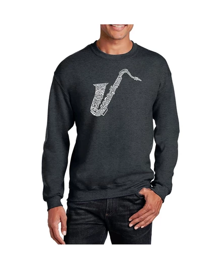 Мужская толстовка с круглым вырезом для саксофона в стиле поп-арт от LA Pop Art gray