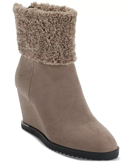  Женские ботильоны на танкетке Powell black suede