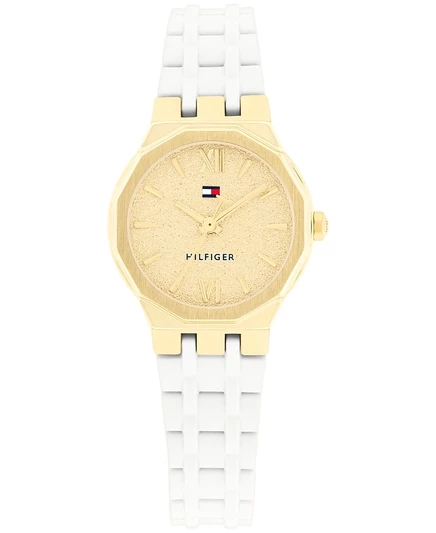 Женские кварцевые часы Tommy Hilfiger с белым силиконовым ремешком, 25 мм, белый