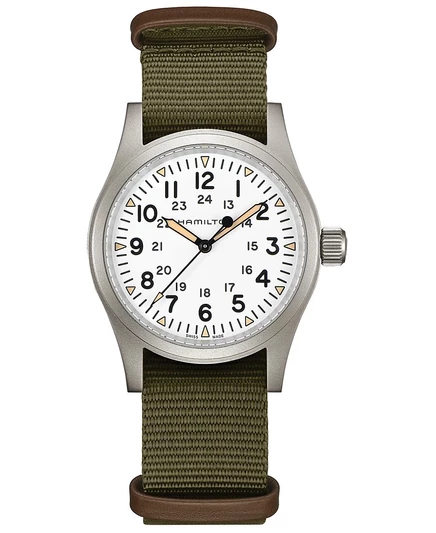 Мужские часы Hamilton Khaki Field 38 мм с nato-ремешком, зеленые