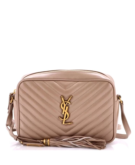Женская сумка Saint Laurent Small Lou стеганая, бежевый
