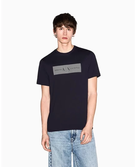 Мужская футболка-футляр A|X Armani Exchange с коротким рукавом синего цвета