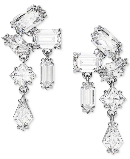 Серьги-капли из серебристых кристаллов Mesmera от Swarovski