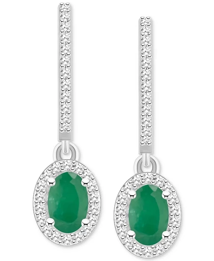 Женские серьги-подвески Macy's из серебра, изумруд