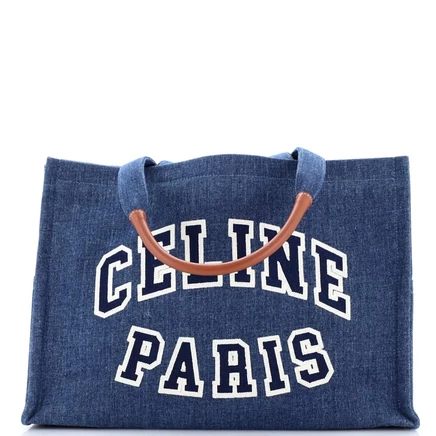 Женская сумка Celine Large Cabas Thais джинсовая, синяя