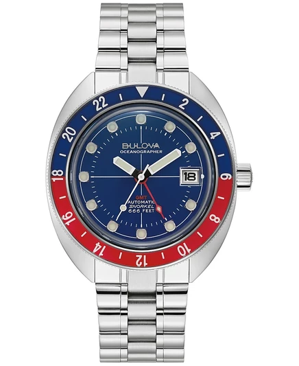 Мужские часы Bulova Oceanographer GMT автомат 41 мм, серебристые