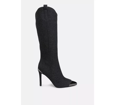  Джинсовые сапоги Ridda с металлическим верхом и носком из денима black
