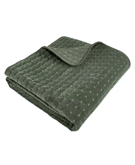 Двусторонний стеганый плед Levtex Velvet Stitch, зеленый