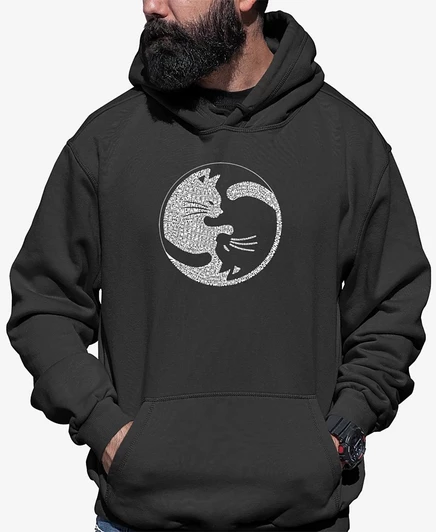 Мужская толстовка с капюшоном LA Pop Art Yin Yang Cat, серая