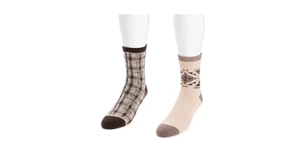 Мужские шерстяные носки MUK LUKS Muk Luks длиной 6 дюймов (упаковка из 2 пар) ecru/chocolate