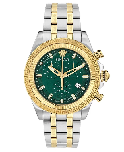 Мужские швейцарские часы-браслет Versace с двухцветным хронографом Fornax 43mm multi
