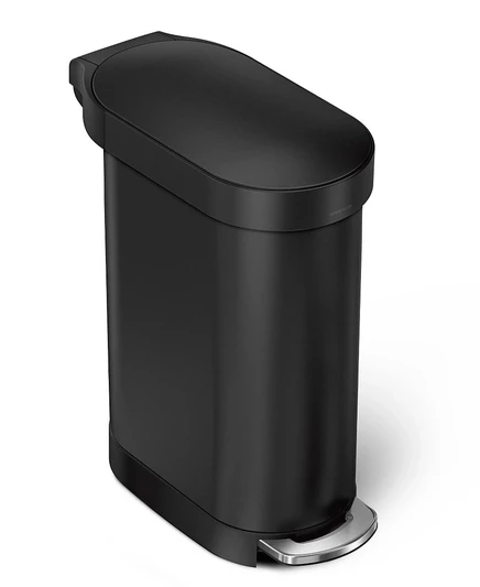 Мусорное ведро Simplehuman Slim 45 л с карманом, черное