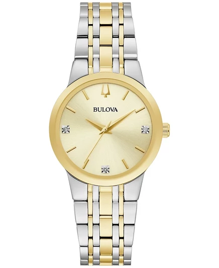 Женские часы Bulova Modern 30 мм с бриллиантами, золотистые