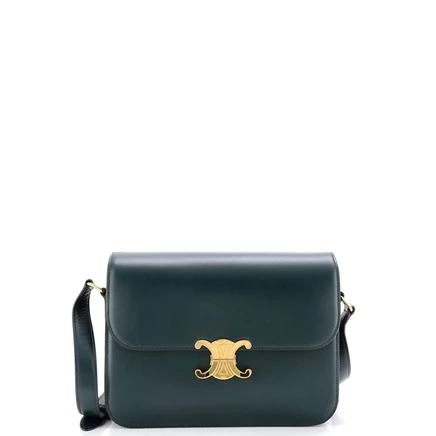 Женская сумка Pre-Owned Celine Large Triomphe, зеленая