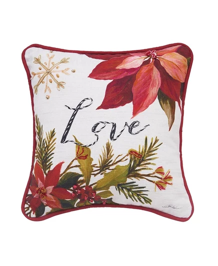 Подушка C&F Home Love Poinsettia 25x25 см, красная