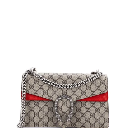 Женская сумка Pre-Owned Gucci Small Dionysus из покрытого холста GG, красная