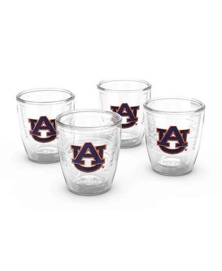 Tervis Tumbler Auburn Tigers, 4 упаковки по 12 унций. Набор стаканов с эмблемой