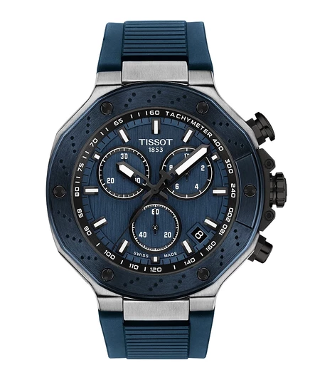 Мужские часы Tissot T-Race, хронограф, 45 мм, синие