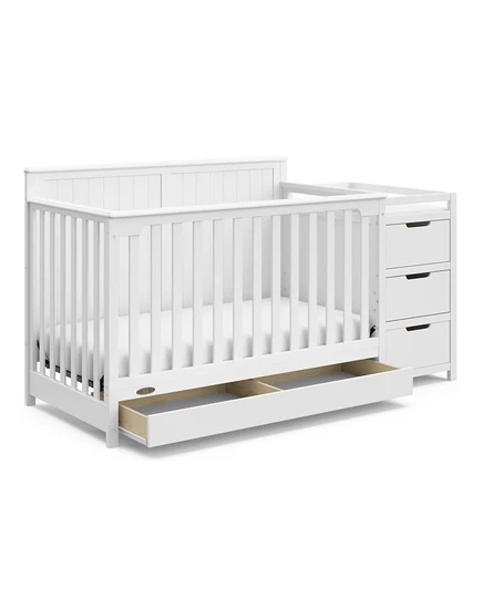 Детская кроватка-трансформер Graco Hadley 5 в 1 с выдвижным ящиком белого цвета