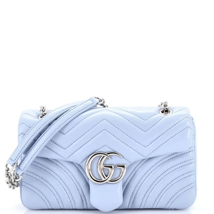Женская сумка Pre-Owned Gucci GG Marmont Medium из стеганой кожи, синяя