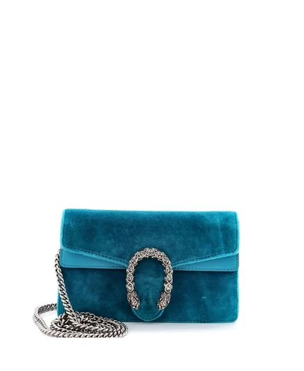 Женская сумка Gucci Super Mini Dionysus б/у, бархатная, синяя