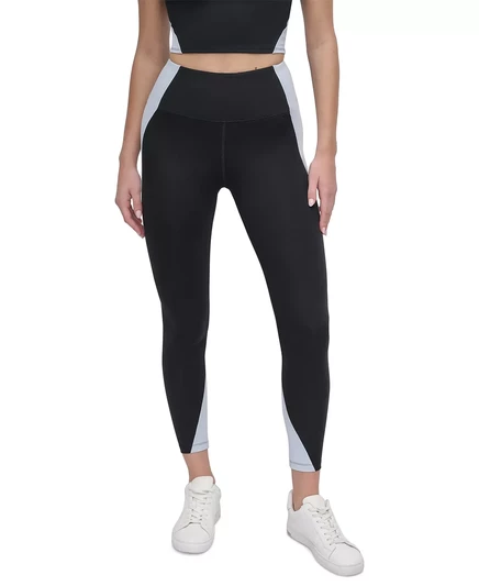  Спортивные женские леггинсы Balance с завышенной талией в цветную клетку DKNY black/rain