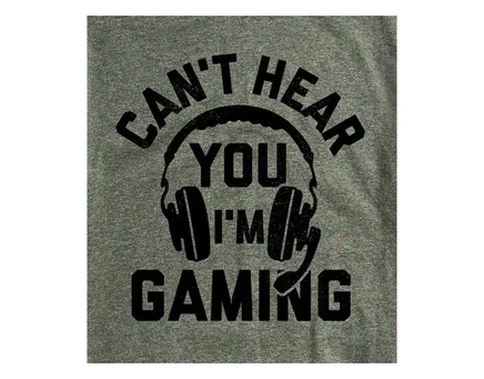 Мужская футболка Hybrid Apparel Can't Hear You Gaming с коротким рукавом heather green