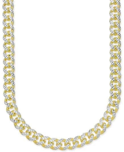 Мужская цепь Italian Gold 61 см кубинская двуцветная, золотистая