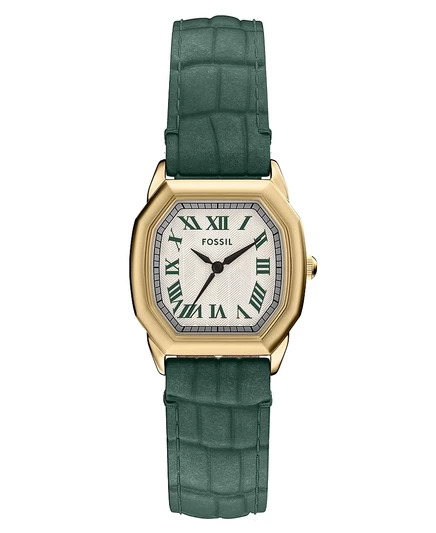 Женские часы Fossil Harlow из зеленой кожи Кроко с тремя стрелками, 27 мм