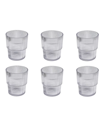 Abode Homewares Тонкие акриловые бокалы для питья в рубчик, набор из 6 белых