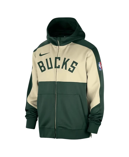 Мужская толстовка Nike Hunter Green Milwaukee Bucks Authentic Showtime с капюшоном на молнии hunter green