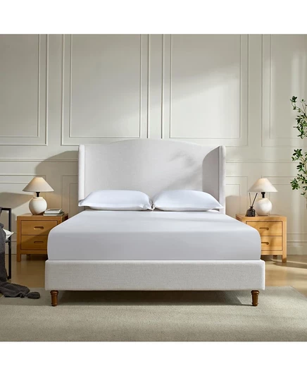 Кровать Streamdale Furniture Hannah King с мягкой спинкой и изголовьем 54 дюйма, шенилл цвета слоновой кости, цвет слоновой кости /кремовый