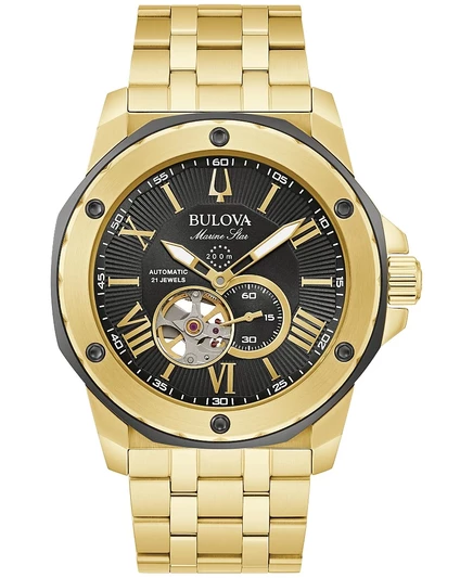 Мужские автоматические часы Bulova Marine Star с золотистым браслетом из нержавеющей стали 45 мм