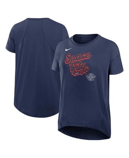 Женская футболка Nike Navy Houston Astros 2025 City Connect с цветочным принтом в стиле Триколор, выполненная в темно-синем цвете.