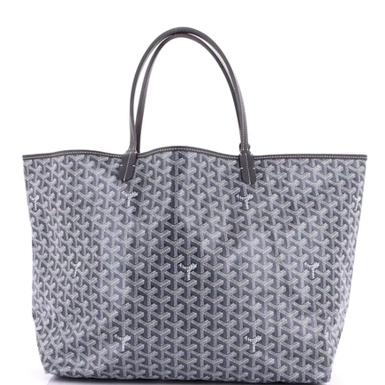 Подержанная сумка Goyard GM Saint Louis Tote из серого холста с покрытием, бывшая в употреблении