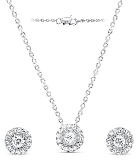 Комплект Forever Grown Diamonds Halo 1 карат, серебристый