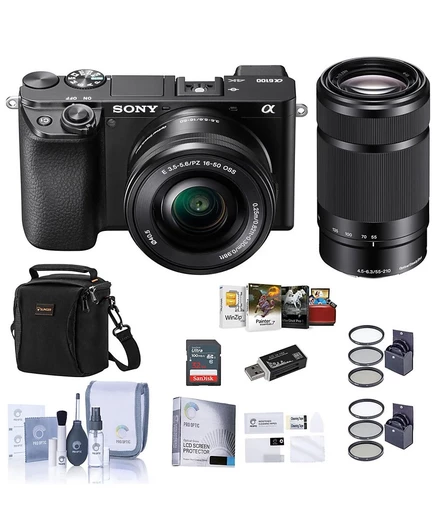 Беззеркальная камера Sony Alpha a6100 с объективами 16–50/55–210, черная