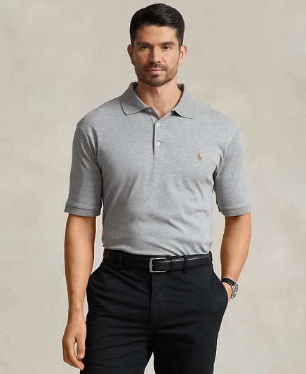 Мужское поло Polo Ralph Lauren Classic Fit Big & Tall из мягкого хлопка, серое