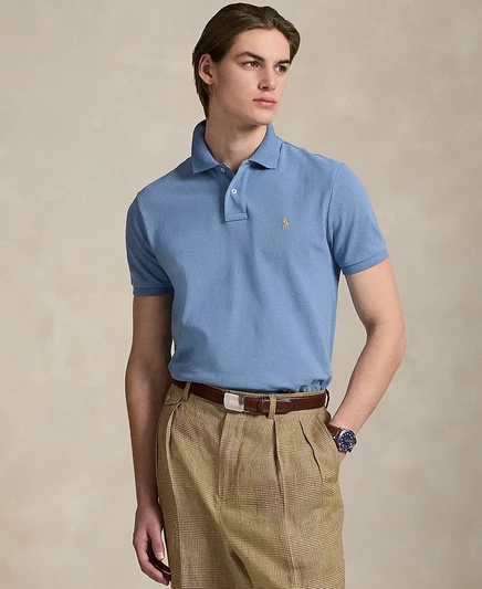 Мужская футболка-поло Polo Ralph Lauren Custom Slim Fit, синяя