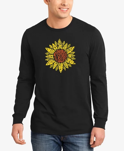 Мужская футболка LA Pop Art Sunflower, с длинным рукавом, черная