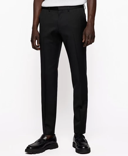 Мужские брюки Hugo Boss Extra Slim, шерстяные, черные