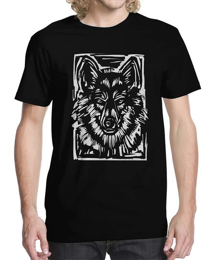 Мужская футболка с принтом Wolf Wood Cut Beachwood black
