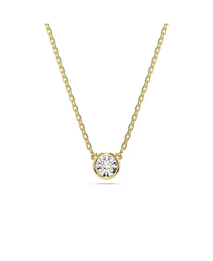 Колье с подвеской из Имбера круглой огранки Swarovski, белое, золотистое, желтое