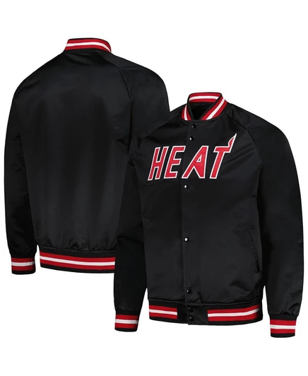 Мужская куртка Mitchell & Ness Miami Heat на кнопках, черная