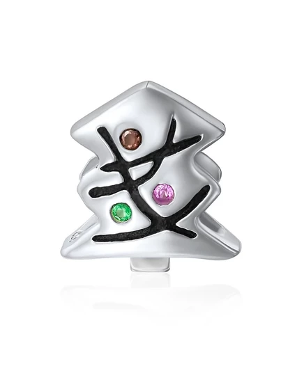 Шарм Bling Jewelry «Рождественская елка», 925 оксидированное, разноцветный