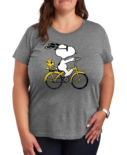 Женская футболка больших размеров Hybrid Apparel Peanuts Snoopy, серая