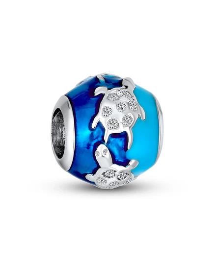 Шарм-бусина Bling Jewelry черепаха, серебро 925, голубая