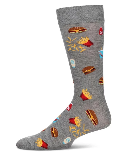  Мужские носки Novelty Crew для бургеров и картофеля фри med gray heather