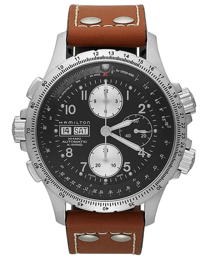 Мужские часы Hamilton Khaki X-Wind H77616533 автомат, 44 мм, коричневый ремешок