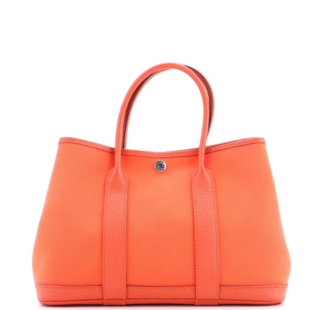 Женская сумка Hermès Garden Party 30 тоут из ткани и кожи, оранжевая